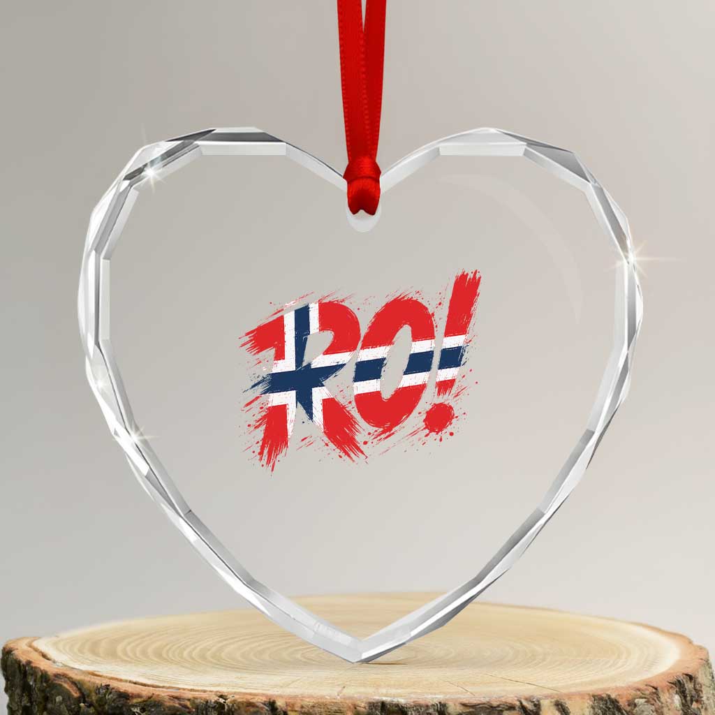 Ro Norway Viking Norwegian Flag Nordic Pride Heart Crystal Glass Ornament