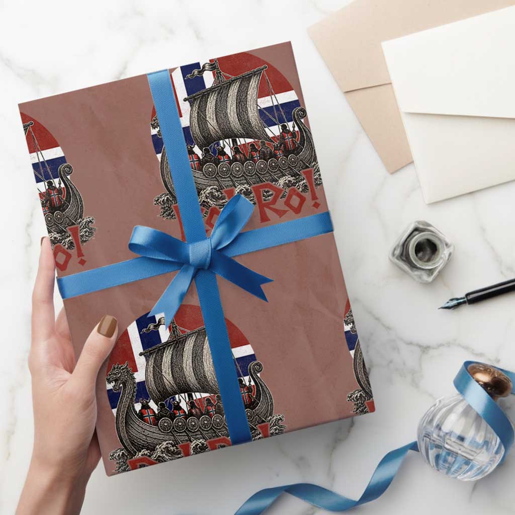 Ro Ro Norway Wrapping Paper Roll Norwegian Viking Row Longship Norge Football Fan