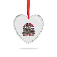 Ro Ro Norway Heart Crystal Glass Ornament Norwegian Viking Row Longship Norge Football Fan