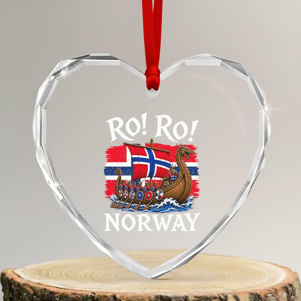 Ro Ro Norway Viking Row Heart Crystal Glass Ornament Norwegian Flag Longship for Norge Football Fan