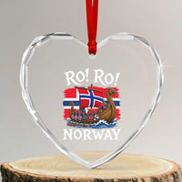 Ro Ro Norway Viking Row Heart Crystal Glass Ornament Norwegian Flag Longship for Norge Football Fan