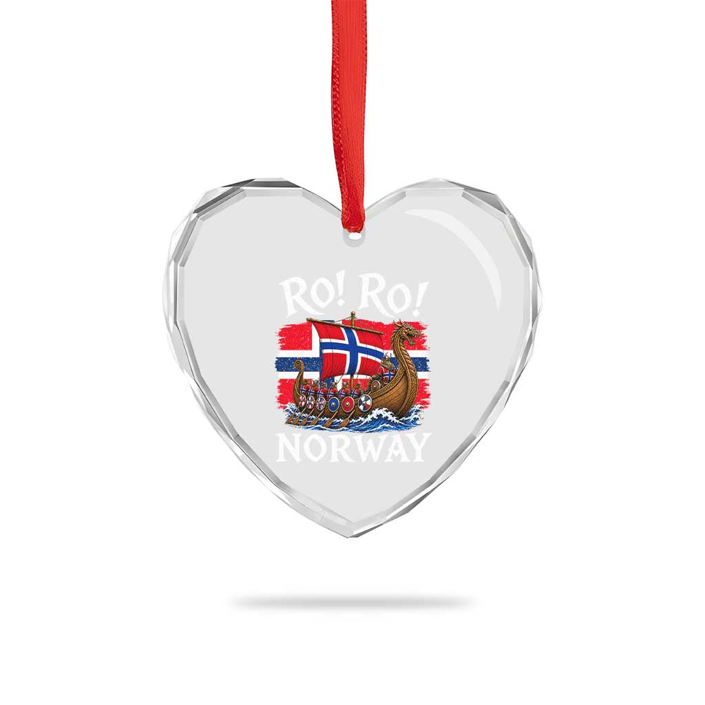 Ro Ro Norway Viking Row Heart Crystal Glass Ornament Norwegian Flag Longship for Norge Football Fan