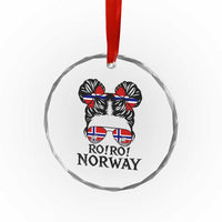 Ro Ro Norwegian Viking Ship Crystal Glass Ornament Norway Flag Messy Bun Girl