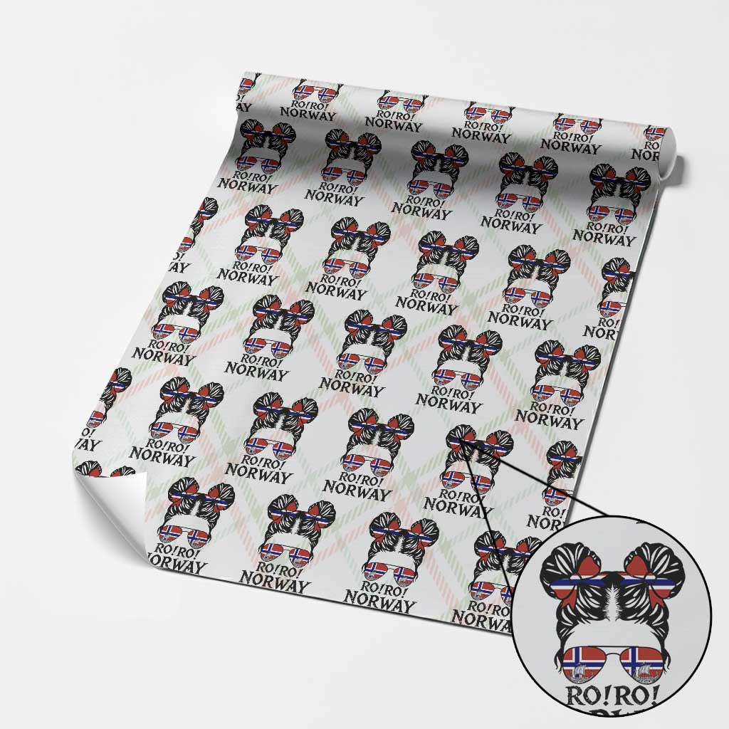 Ro Ro Norwegian Viking Ship Wrapping Paper Roll Norway Flag Messy Bun Girl