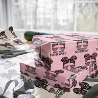Ro Ro Norwegian Viking Ship Wrapping Paper Roll Norway Flag Messy Bun Girl