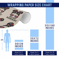 Ro Ro Norwegian Viking Ship Wrapping Paper Roll Norway Flag Messy Bun Girl