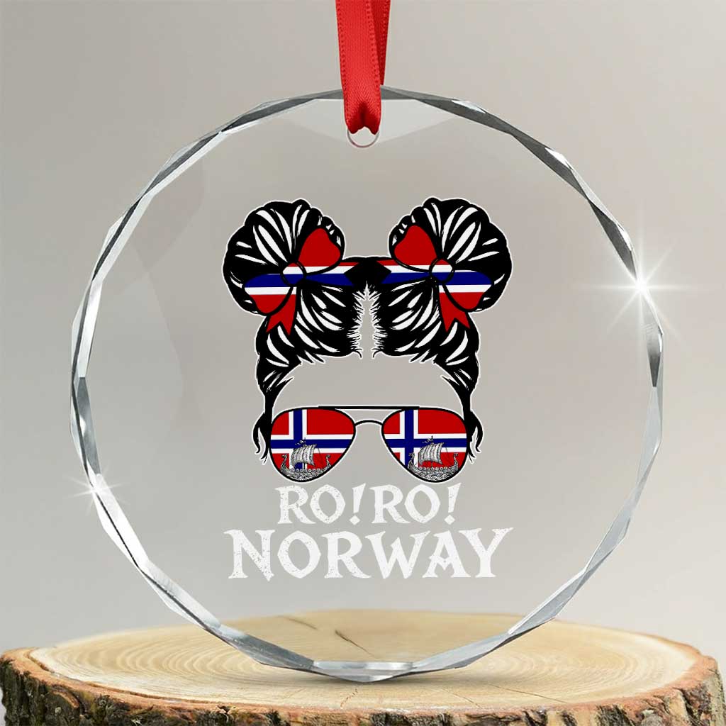 Ro Ro Norwegian Viking Ship Messy Bun Girl Crystal Glass Ornament TS14