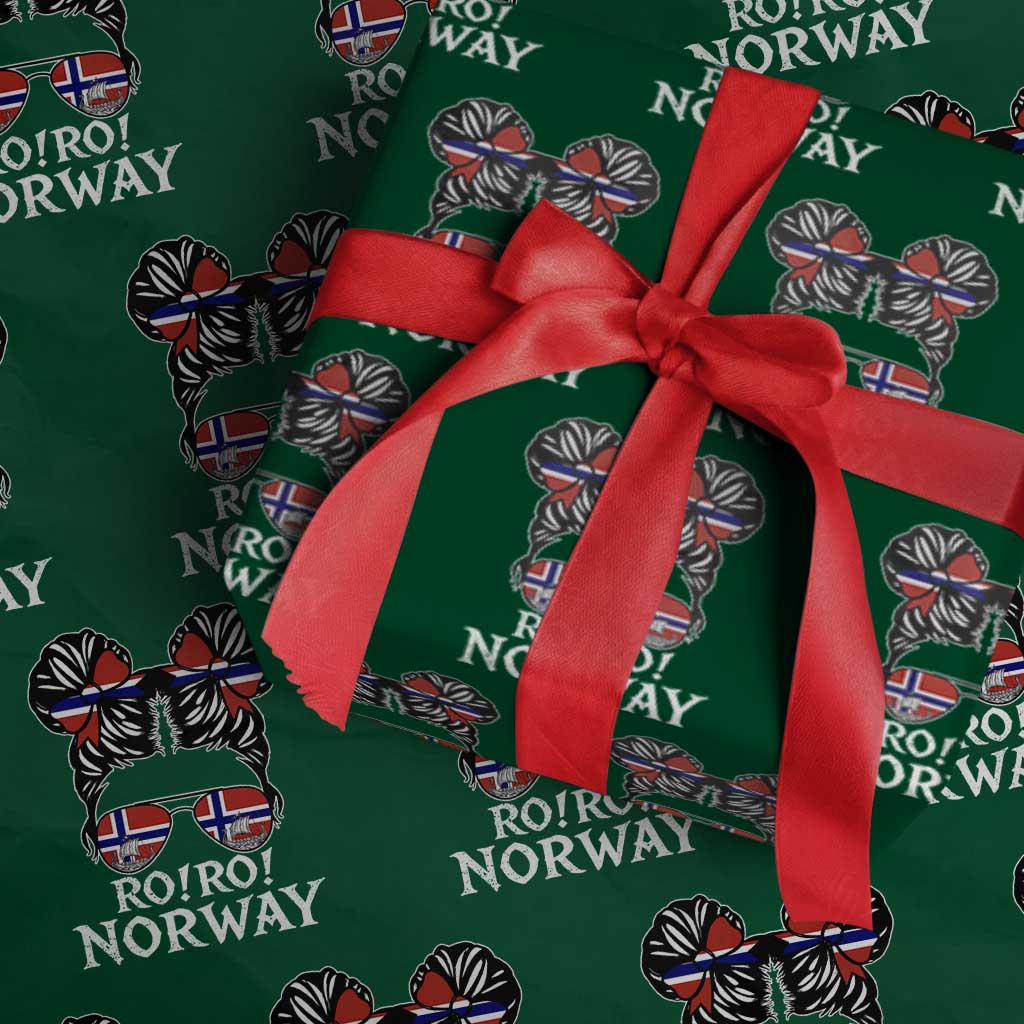 Ro Ro Norwegian Viking Ship Messy Bun Girl Wrapping Paper Roll