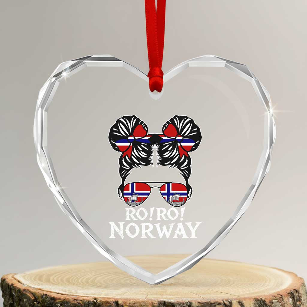 Ro Ro Norwegian Viking Ship Messy Bun Girl Heart Crystal Glass Ornament