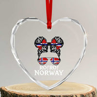 Ro Ro Norwegian Viking Ship Messy Bun Girl Heart Crystal Glass Ornament