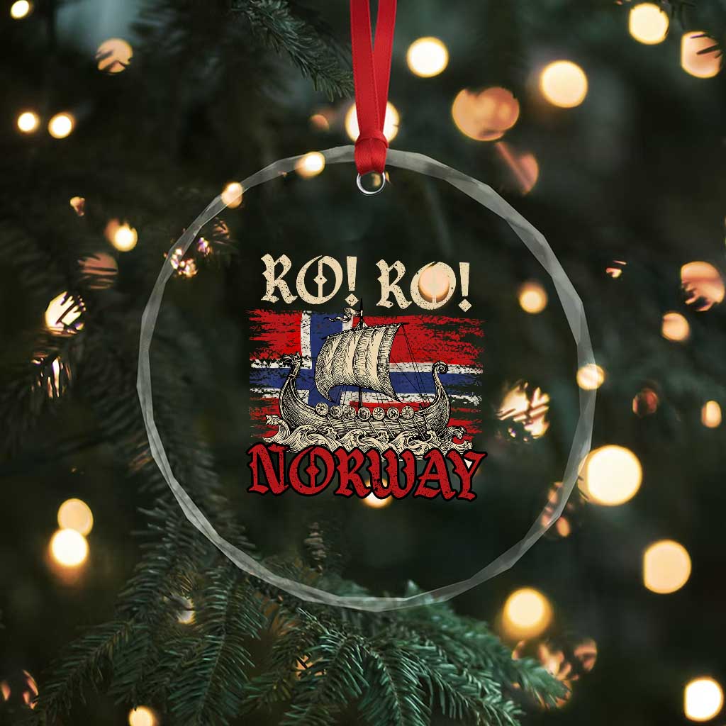 Ro Ro Norwegian Viking Ship Norway Flag Crystal Glass Ornament