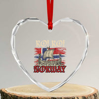 Ro Ro Norwegian Viking Ship Norway Flag Heart Crystal Glass Ornament