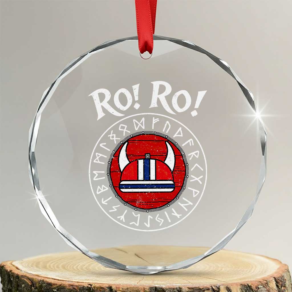 Ro Ro Ro Viking Chant Norway Football Fans Crystal Glass Ornament Norwegian Pride Distressed Norse Runes Shield Patriotic Supporter
