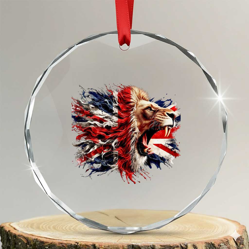 Roaring British Lion Flag Crystal Glass Ornament Union Jack UK Pride - Wonder Print Shop