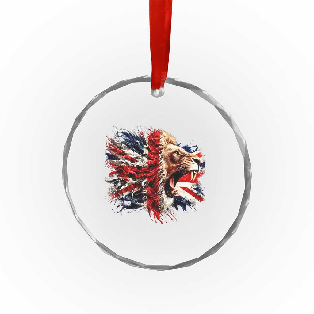 Roaring British Lion Flag Crystal Glass Ornament Union Jack UK Pride - Wonder Print Shop