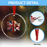 Roaring British Lion Flag Crystal Glass Ornament Union Jack UK Pride - Wonder Print Shop