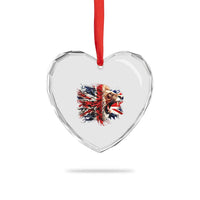 Roaring British Lion Flag Heart Crystal Glass Ornament Union Jack UK Pride - Wonder Print Shop