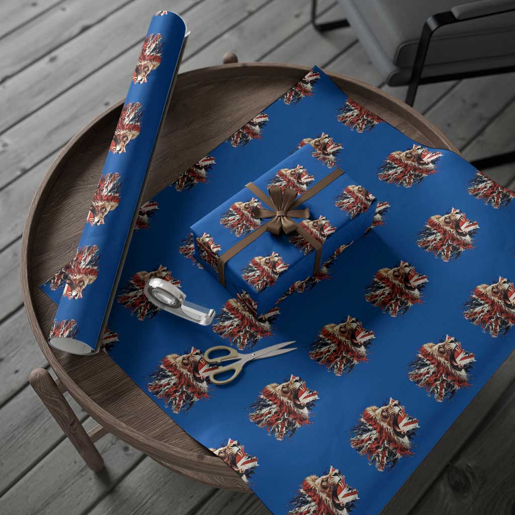 Roaring British Lion Flag Wrapping Paper Roll Union Jack UK Pride - Wonder Print Shop