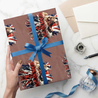 Roaring British Lion Flag Wrapping Paper Roll Union Jack UK Pride - Wonder Print Shop