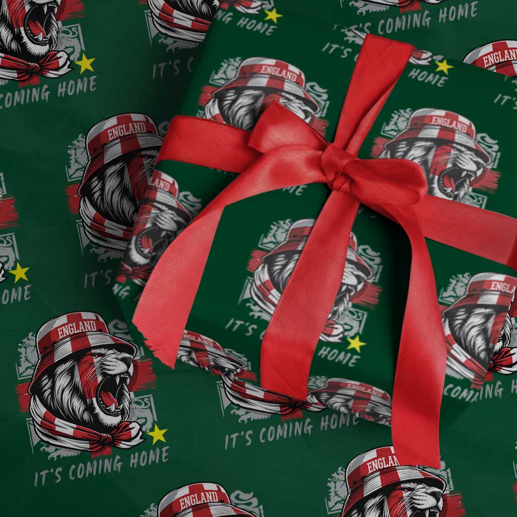 Roaring Lions England Football Pride Wrapping Paper Roll Retro Patriotic Soccer British Football Fans