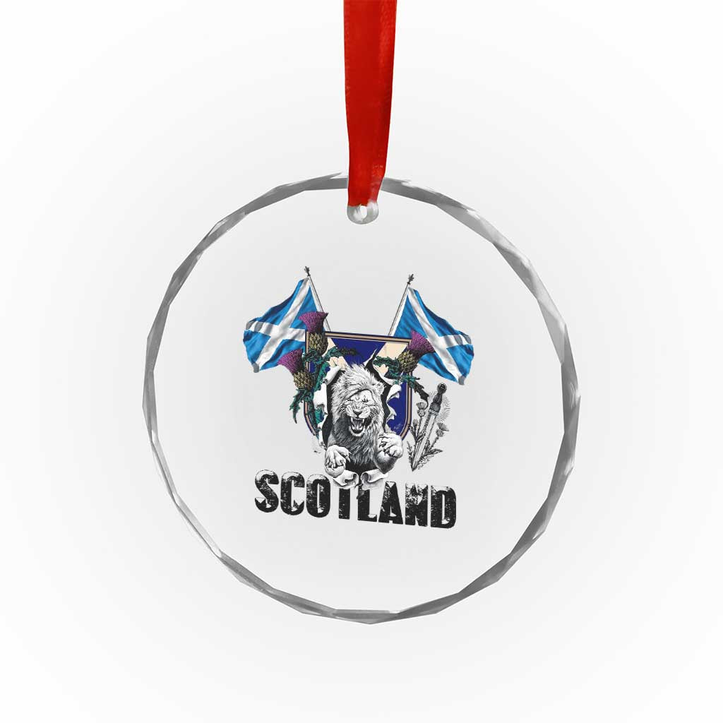 Roaring Scottish Lion Crest Crystal Glass Ornament Thistle Scotland Flag Emblem for Brave Highlanders - Wonder Print Shop