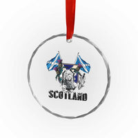 Roaring Scottish Lion Crest Crystal Glass Ornament Thistle Scotland Flag Emblem for Brave Highlanders - Wonder Print Shop