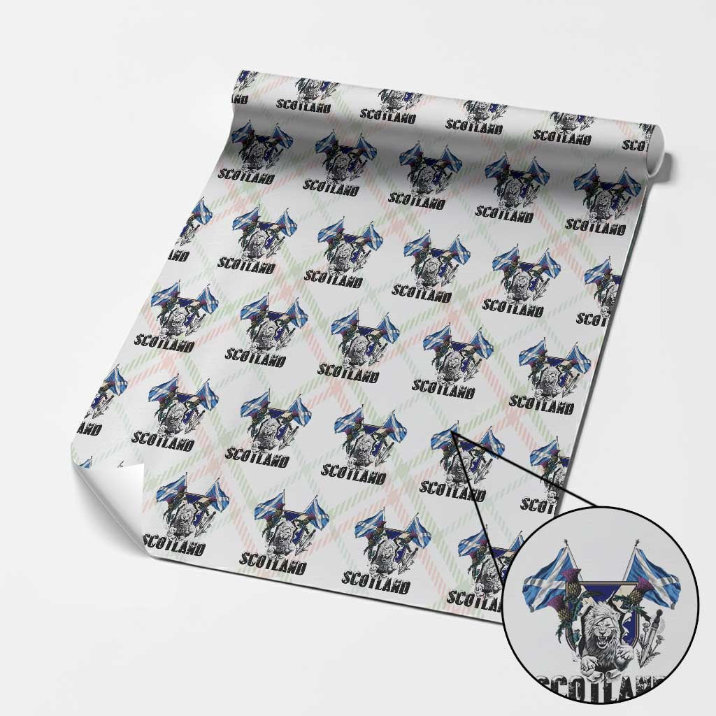 Roaring Scottish Lion Crest Wrapping Paper Roll Thistle Scotland Flag Emblem for Brave Highlanders - Wonder Print Shop