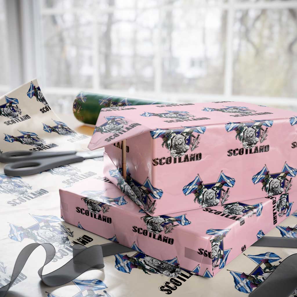 Roaring Scottish Lion Crest Wrapping Paper Roll Thistle Scotland Flag Emblem for Brave Highlanders - Wonder Print Shop