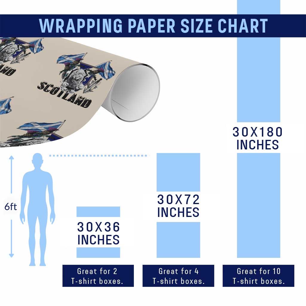 Roaring Scottish Lion Crest Wrapping Paper Roll Thistle Scotland Flag Emblem for Brave Highlanders - Wonder Print Shop