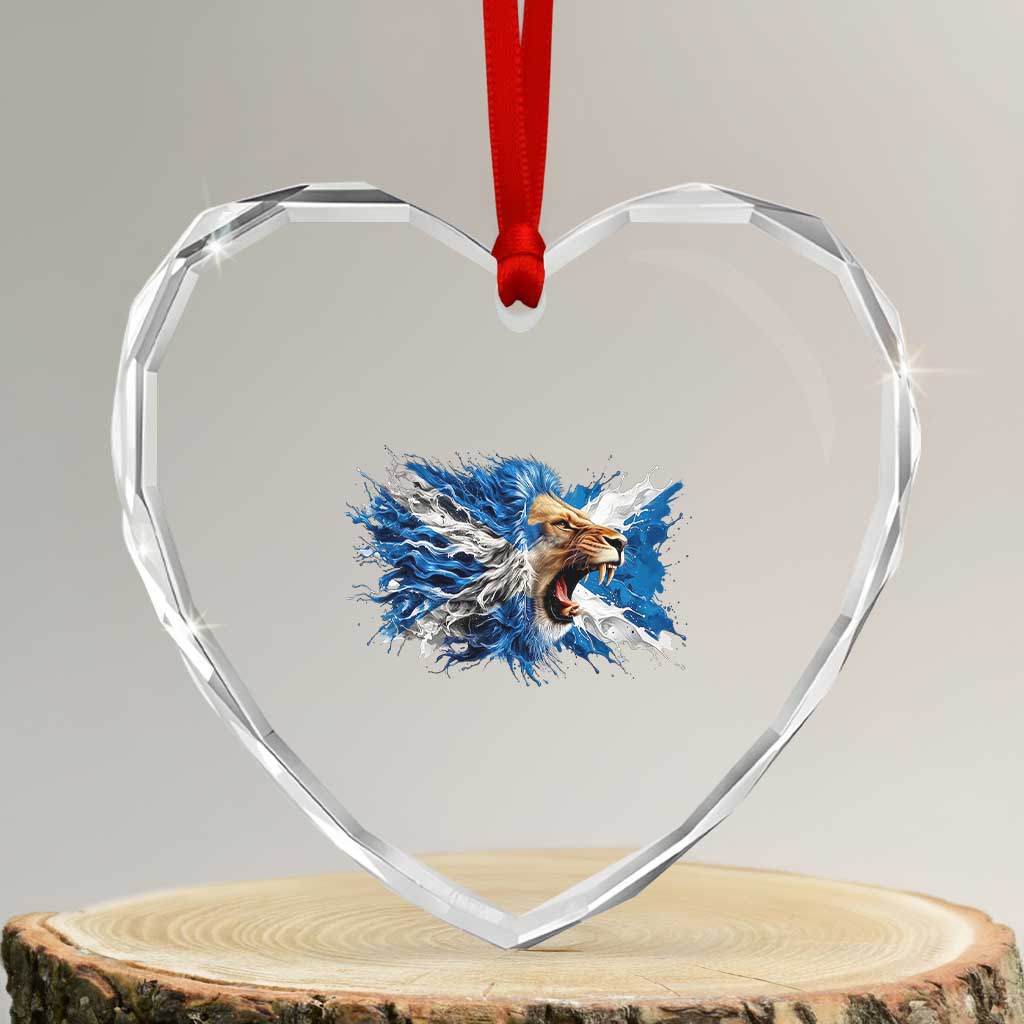 Roaring Scottish Lion Heart Crystal Glass Ornament Braveheart Scotland Flag Pride - Wonder Print Shop