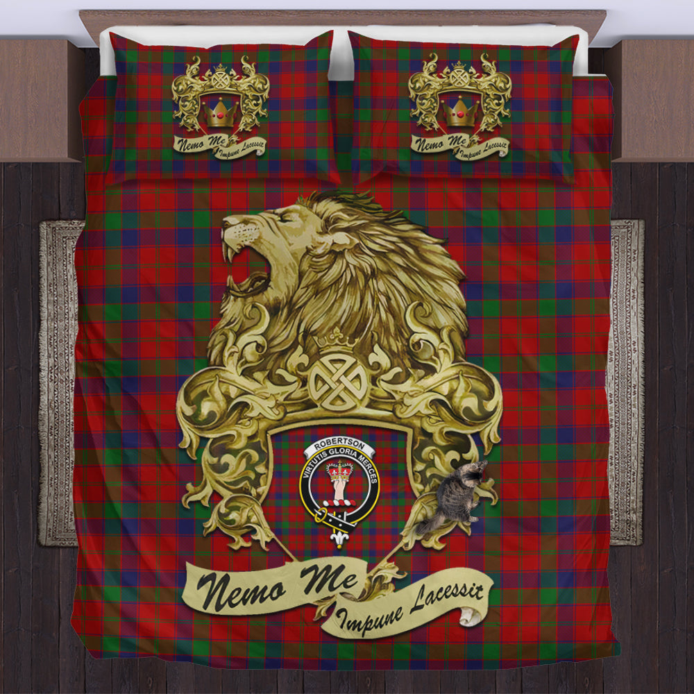 robertson-tartan-bedding-set-motto-nemo-me-impune-lacessit-with-vintage-lion-family-crest-tartan-plaid-duvet-cover-scottish-tartan-plaid-comforter-vintage-style