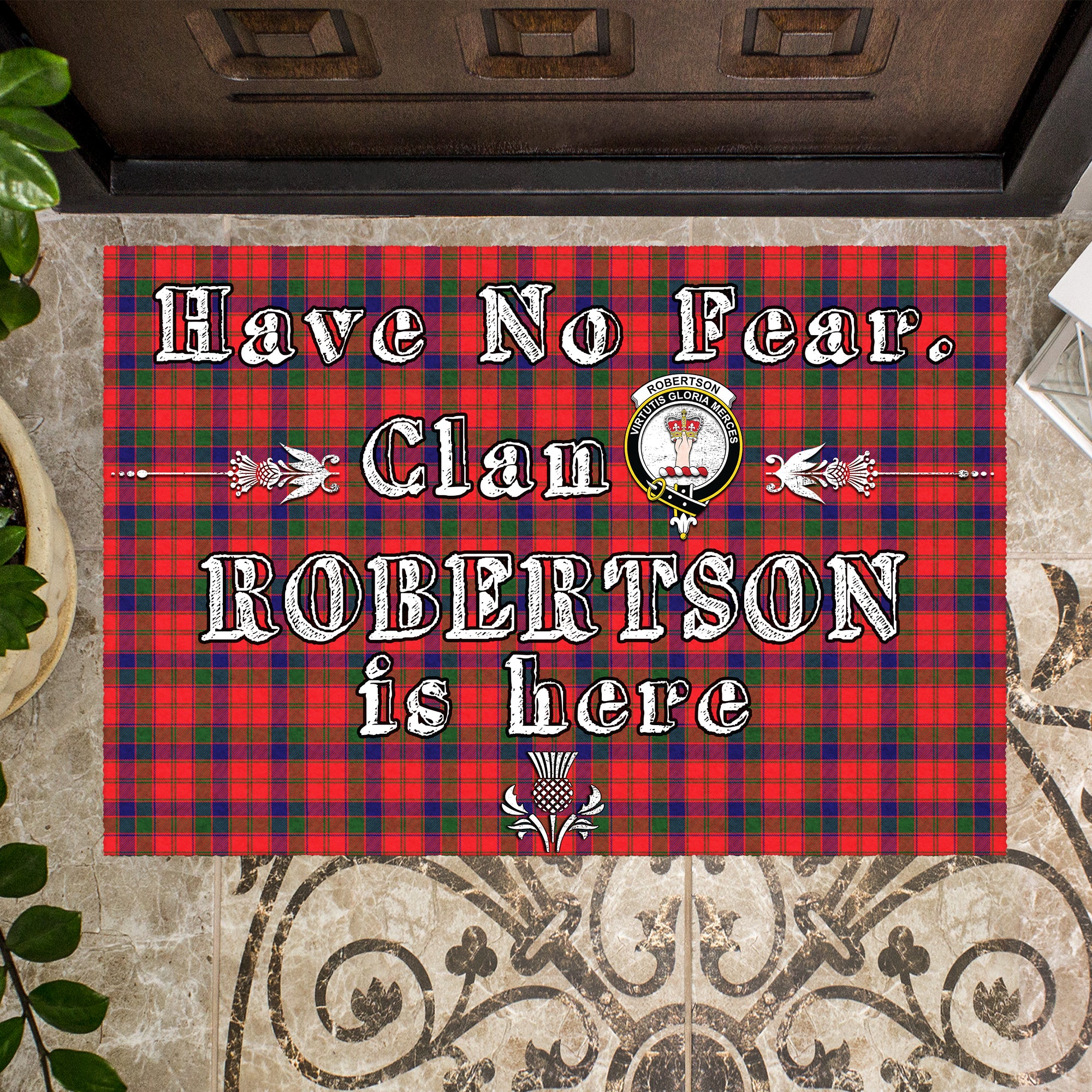 robertson-modern-clan-tartan-door-mat-family-crest-have-no-fear-tartan-door-mat