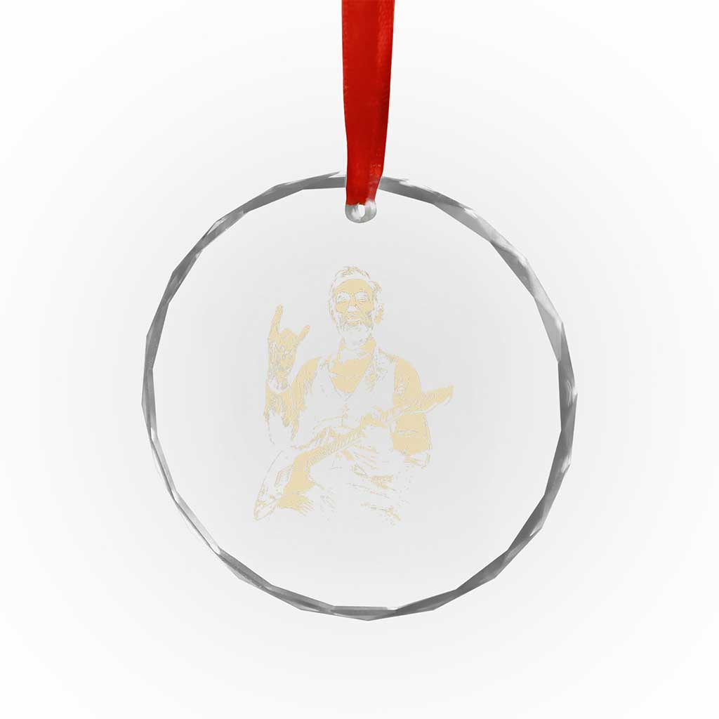 Rock And Roll Abraham Lincoln Playing Guitar Crystal Glass Ornament Vintage Patriotic Music Gift