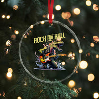 Rock And Roll Crystal Glass Ornament Funny Dionasaur Playing Guitar - Wonder Print Shop