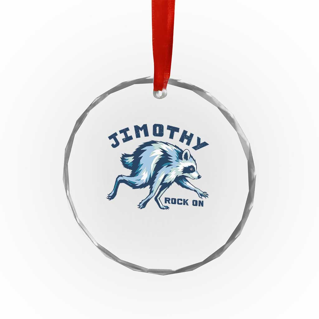 Rock On Jimothy the Raccoon Blue Graphic Crystal Glass Ornament Vintage Viral Seattle Trash Panda