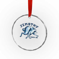Rock On Jimothy the Raccoon Blue Graphic Crystal Glass Ornament Vintage Viral Seattle Trash Panda