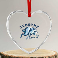 Rock On Jimothy the Raccoon Blue Graphic Heart Crystal Glass Ornament Vintage Viral Seattle Trash Panda