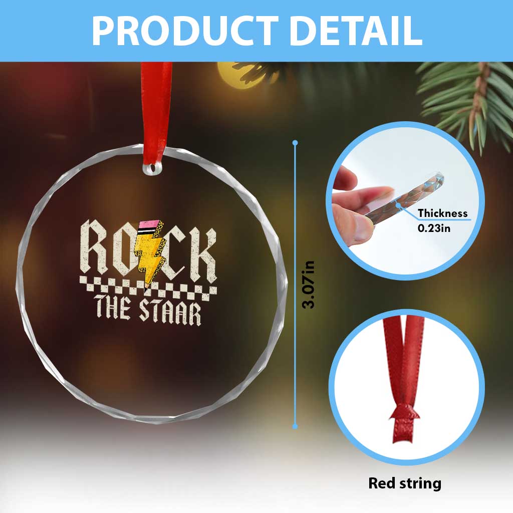 Rock The STAAR Day Crystal Glass Ornament Texas Teacher Student Motivational Testing