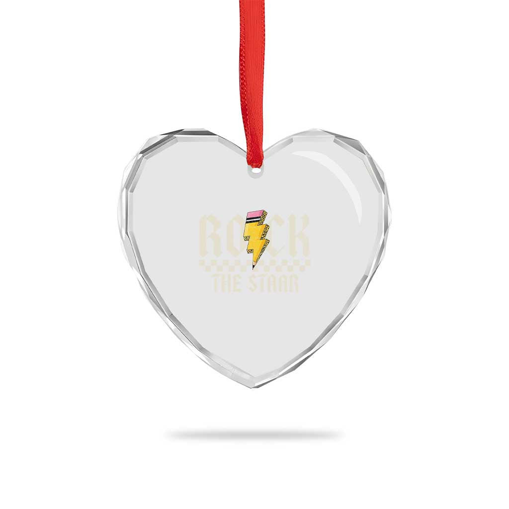 Rock The STAAR Day Heart Crystal Glass Ornament Texas Teacher Student Motivational Testing