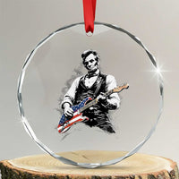 Rockin Abe Abraham Lincoln Playing Electric Guitar Crystal Glass Ornament Patriotic Music Rocker Mashup 4th of July Celebration