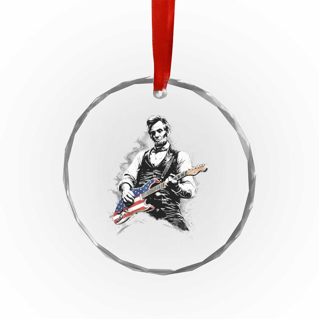 Rockin Abe Abraham Lincoln Playing Electric Guitar Crystal Glass Ornament Patriotic Music Rocker Mashup 4th of July Celebration