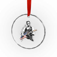Rockin Abe Abraham Lincoln Playing Electric Guitar Crystal Glass Ornament Patriotic Music Rocker Mashup 4th of July Celebration