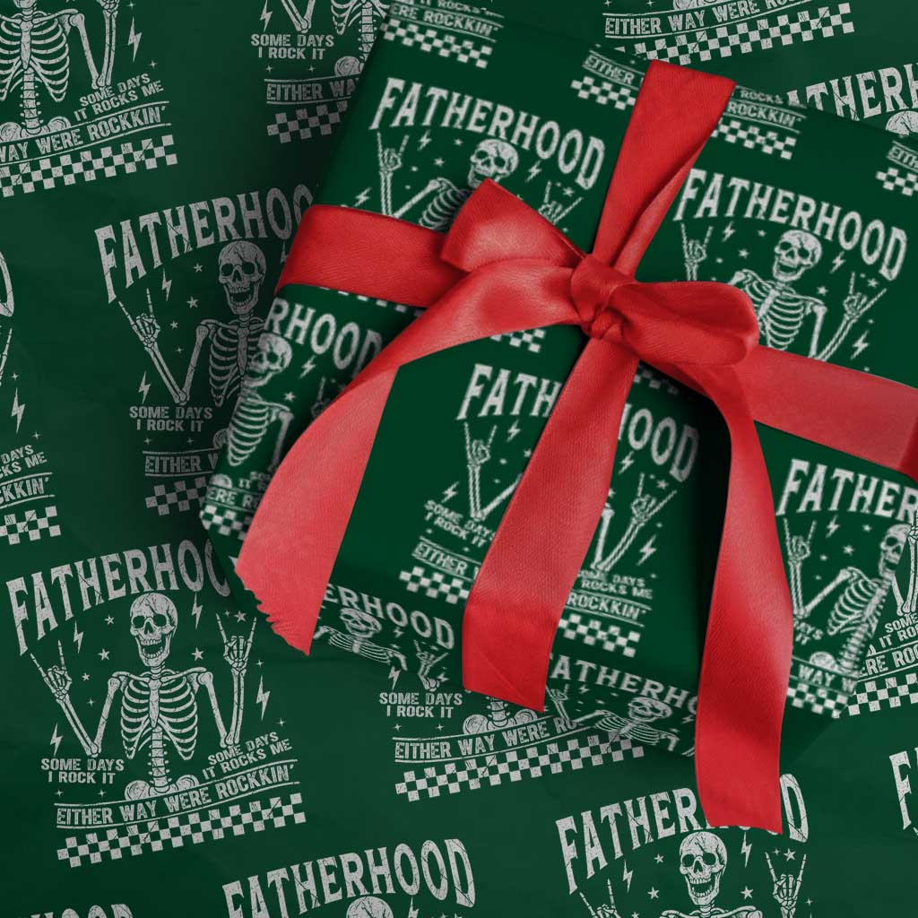 Rockin' Fatherhood Skeleton Wrapping Paper Roll Funny Dad Life Quote Gift for Father’s Day - Wonder Print Shop