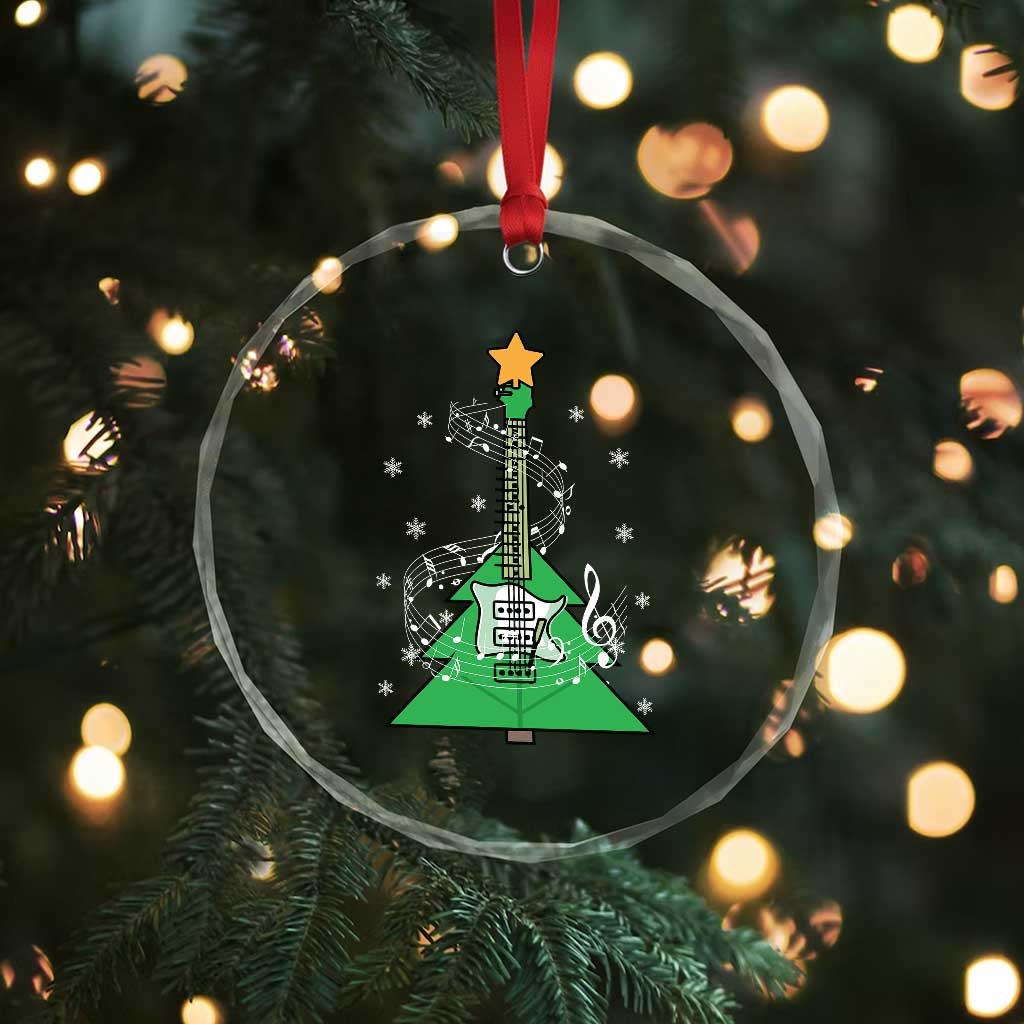 Rockin' Xmas Tree For Guitarist Music Lover Crystal Glass Ornament TS09