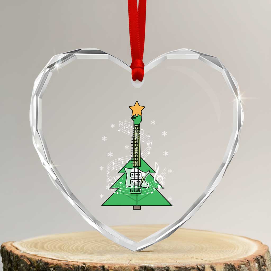Rockin' Xmas Tree For Guitarist Music Lover Heart Crystal Glass Ornament - Wonder Print Shop
