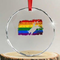Rodeo Cowboy Bull Rider Western LGBTQ Rainbow Flag Crystal Glass Ornament