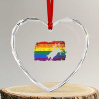 Rodeo Cowboy Bull Rider Western LGBTQ Rainbow Flag Heart Crystal Glass Ornament