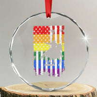 Rodeo Gay Cowboy Western LGBTQ Rainbow Flag Crystal Glass Ornament