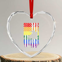 Rodeo Gay Cowboy Western LGBTQ Rainbow Flag Heart Crystal Glass Ornament