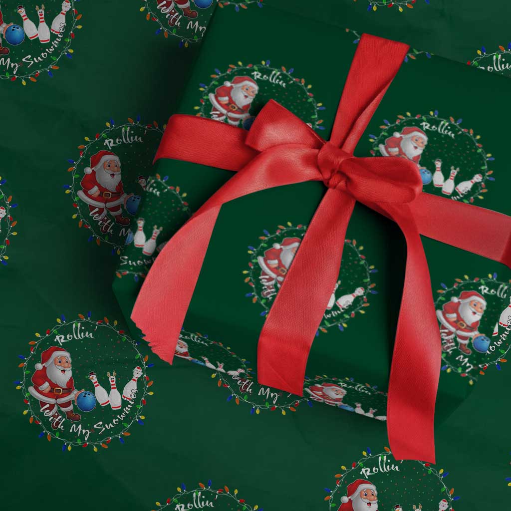 Rollin With My Snowmies Wrapping Paper Roll Bowling Xmas Gift - Wonder Print Shop
